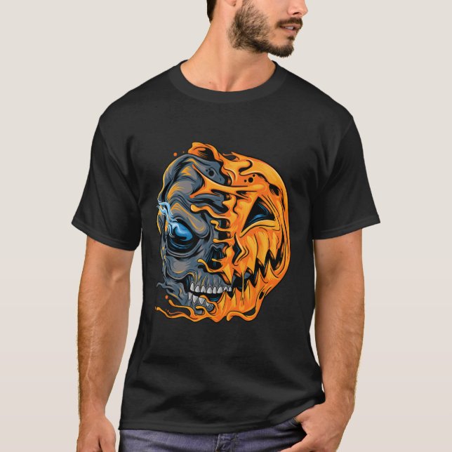 Boys Halloween Pumpkin Skull Kinder Teens Men T-Sh T-Shirt (Vorderseite)