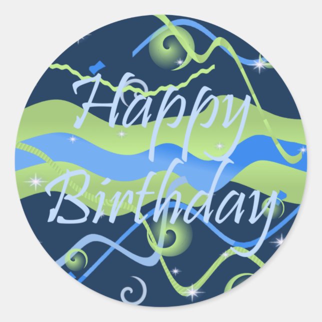 Boy's Happy Birthday Stickers (Vorderseite)