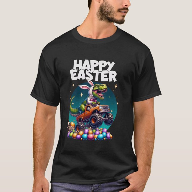 Boys Happy Easter Bunny T Rex Dinosaur Monster Tru T-Shirt (Vorderseite)