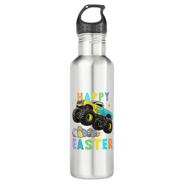 Boys Happy Easter Monster Truck Easter Eggs Toddle Edelstahlflasche (Vorderseite)