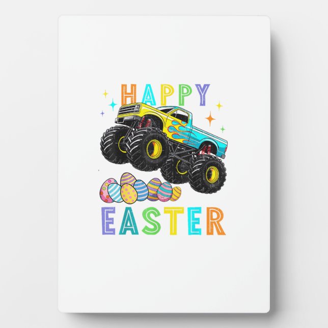 Boys Happy Easter Monster Truck Easter Eggs Toddle Fotoplatte (Vorderseite)