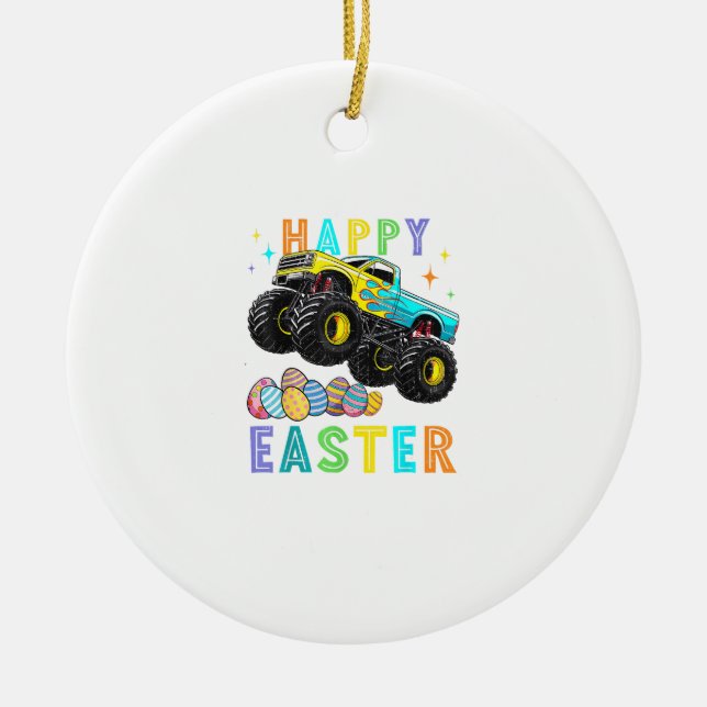 Boys Happy Easter Monster Truck Easter Eggs Toddle Keramik Ornament (Vorne)