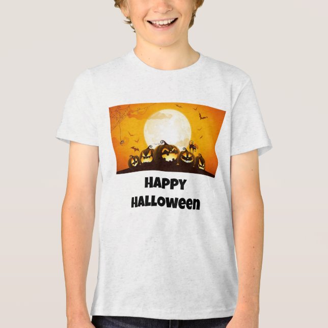 boys happy halloween t-shirt Tri-Blend shirt (Vorderseite)