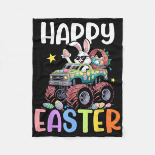 Boys Happy Ostermonster Truck Ostereier Bunny Fleecedecke