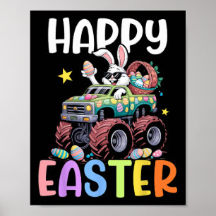 Boys Happy Ostermonster Truck Ostereier Bunny Poster