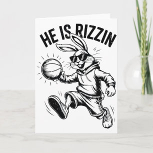 Boys He Is Risen Bunny Gesicht Sungles Basketball  Karte
