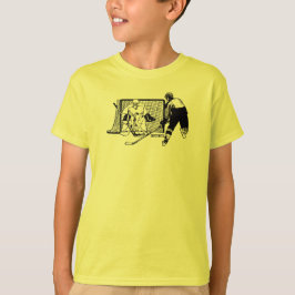 Boys Hockey Shooting auf Net Ink Sketch T-Shirt