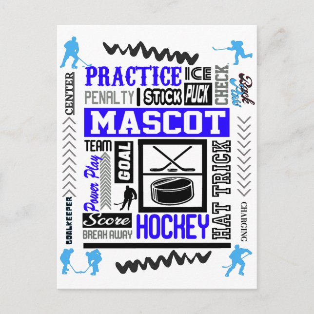 Boys Hockey Terminologie in Blue Postkarte (Vorderseite)