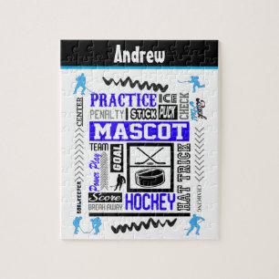 Boys Hockey Terminologie Personalisiert Blue Puzzle