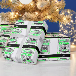 Boys Hockey Terminologie Personalisiert Neon Green Geschenkpapier