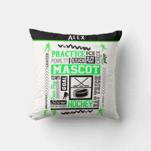 Boys Hockey Terminologie Personalisiert Neon Green Kissen