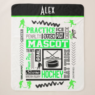 Boys Hockey Terminologie Personalisiert Neon Green Sherpadecke