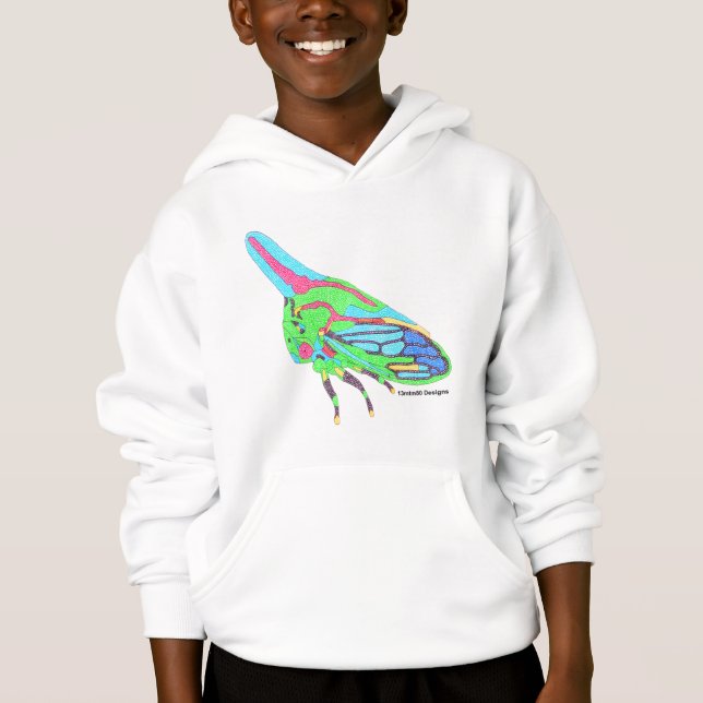 Boy's Hoodie (weiß) - Oak Treehopper (Vorderseite)
