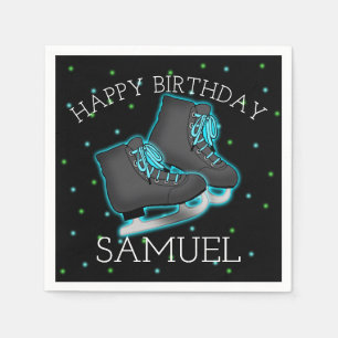 Boy's Ice Skate Geburtstag Serviette