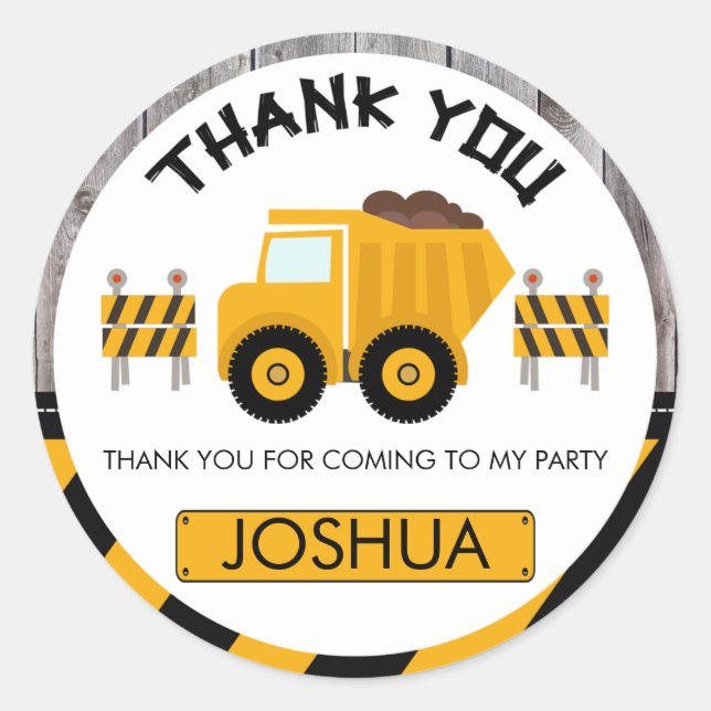 Boys im Bau Geburtstag Gunst Sticker (Vorderseite)