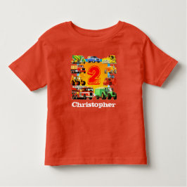 Boy's Individuelle Name Construction Truck 2. Gebu Kleinkind T-shirt