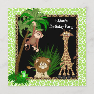 Boys Jungle Birthday Party Einladung