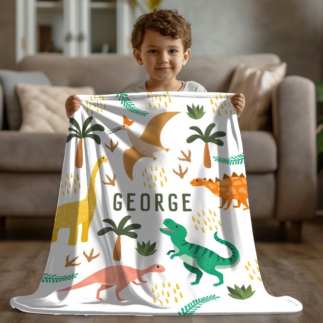 Boys Jungle Dinosaur T-Rex Kids Fleecedecke (Von Creator hochgeladen)
