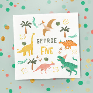 Boys Jungle Dinosaur T-Rex Kinder 5. Geburtstag Serviette