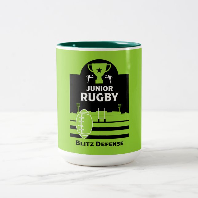 Boys Junior Rugby Players Zweifarbige Tasse (Mittel)