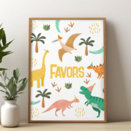 Boys Jurassic Dinosaur Party Favor Sign Poster