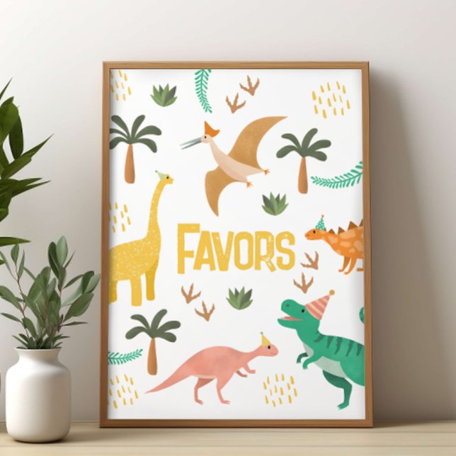 Boys Jurassic Dinosaur Party Favor Sign  Poster (Von Creator hochgeladen)