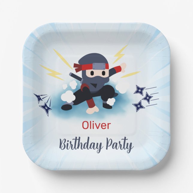 Boys Karate Ninja Warrior Birthday Paper Teller (Vorderseite)