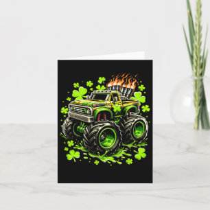 Boys Kids Monster Green Truck Kleeblatt St Patrick Karte