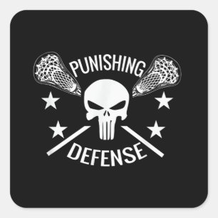 Boys Lacrosse Skull und Sticks Geschenk Quadratischer Aufkleber