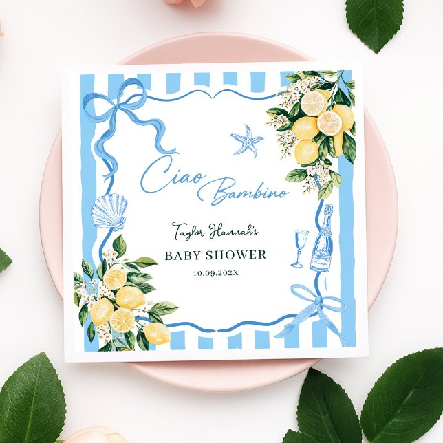 Boys Lemon Ciao Baby Italian Baby Shower Serviette (Von Creator hochgeladen)