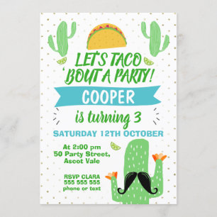 Boys Let's Taco's über ein Party zum Geburtstag Ei Einladung