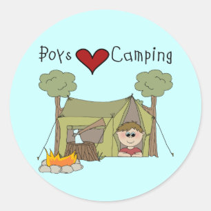 Boys Liebe Camping Runder Aufkleber