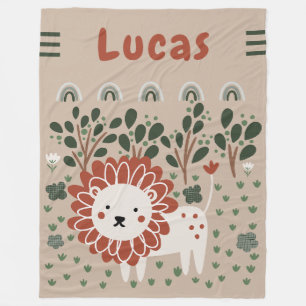 Boys Lion Safari Pastel Jungle Kleinkind Fleecedecke
