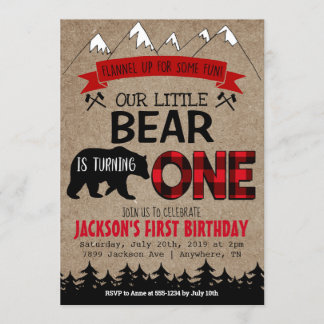 Boys Little Bären zum Geburtstag Einladung