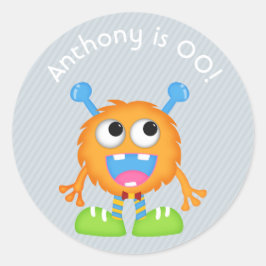 Boys Little Monster zum Thema Geburtstagsparty Runder Aufkleber