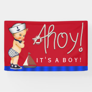 Boys Little Sailor Nautical Baby Dusche Banner