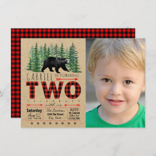Boys Lumberjack Zweite Geburtstagsparty Einladunge Einladung