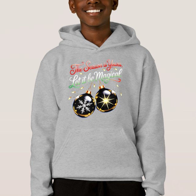 Boys' Magical Christmas Ornament Cool Festive Snow Hoodie (Vorderseite)