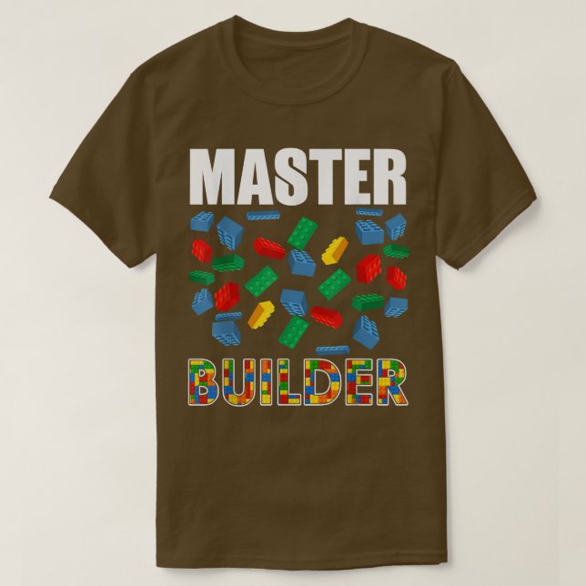 Boys Master Builder Funny Brick Building Blocks To T-Shirt (Design vorne)