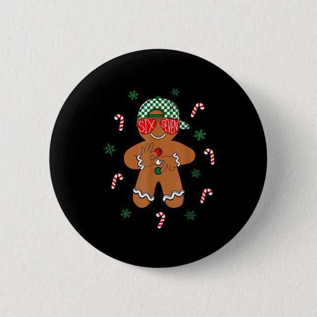 Boys Mens Christmas 6 7 Gingerbread Funny Meme Six Button (Vorderseite)