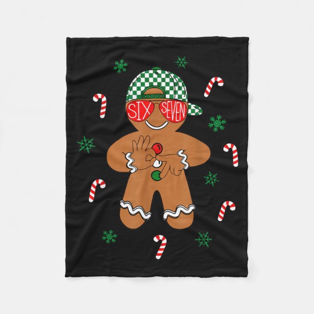 Boys Mens Christmas 6 7 Gingerbread Funny Meme Six Fleecedecke (Vorderseite)