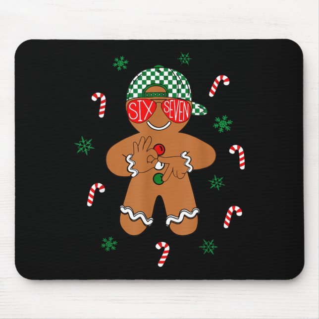 Boys Mens Christmas 6 7 Gingerbread Funny Meme Six Mousepad (Vorne)
