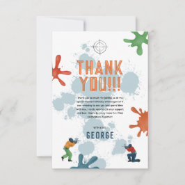 Boys Modern Blue Paintball Kindergeburtstag Dankeskarte