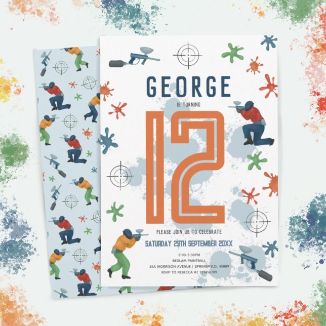 Boys Modern Paintball Spritzer Party Kindergeburts Einladung (Von Creator hochgeladen)