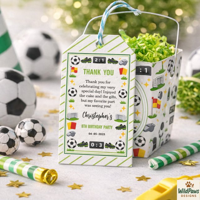 Boys Modern Sports Soccer Kids 8th Birthday Party Geschenkanhänger (Boys Modern Sports Soccer Kids 8th Birthday Party Gift Tags
)