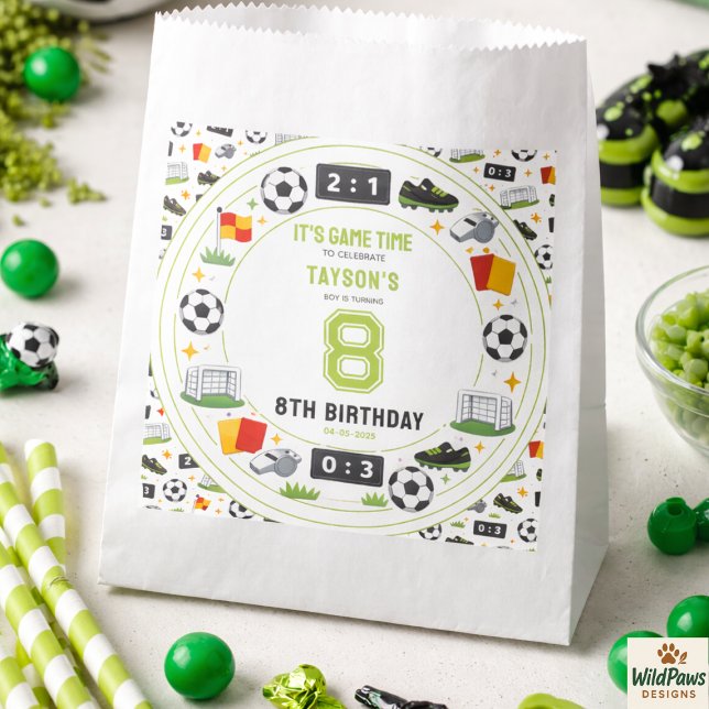 Boys Modern Sports Soccer Kids 8th Birthday Party Geschenktütchen (Boys Modern Sports Soccer Kids 8th Birthday Party Favor Bag
)