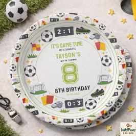 Boys Modern Sports Soccer Kids 8th Birthday Party Pappteller
