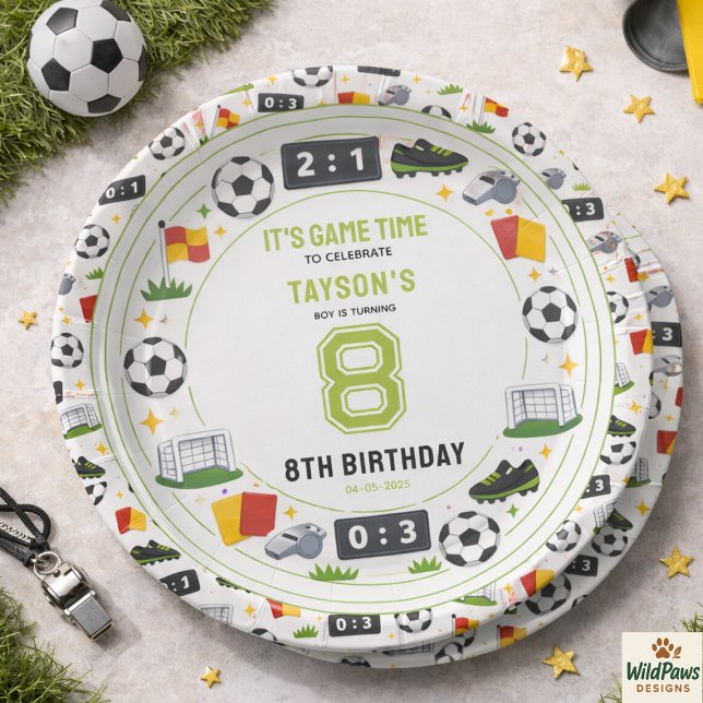 Boys Modern Sports Soccer Kids 8th Birthday Party Pappteller (Boys Modern Sports Soccer Kids 8th Birthday Party Paper Plates
)
