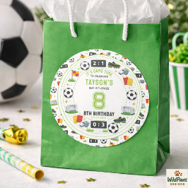 Boys Modern Sports Soccer Kids 8th Birthday Party Runder Aufkleber