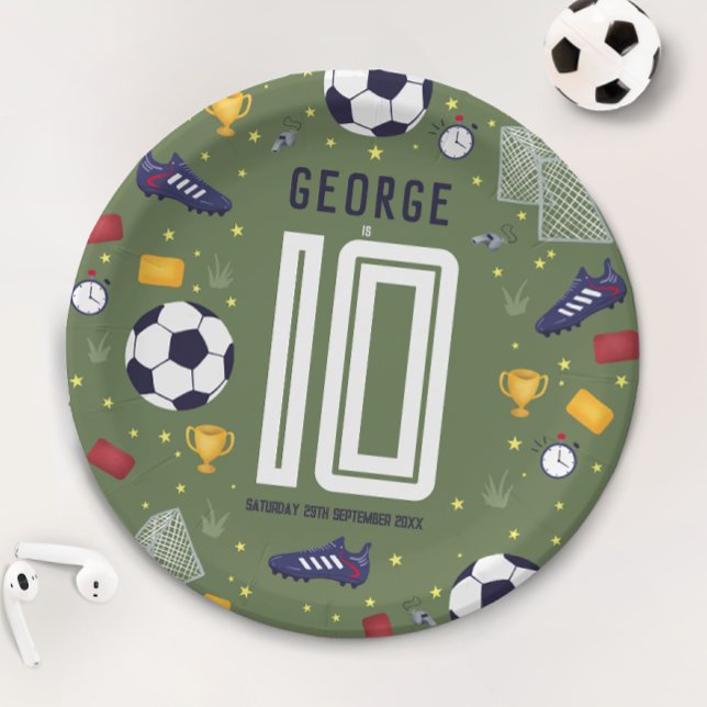 Boys Modern Sports Soccer Kids Birthday Pappteller (Von Creator hochgeladen)